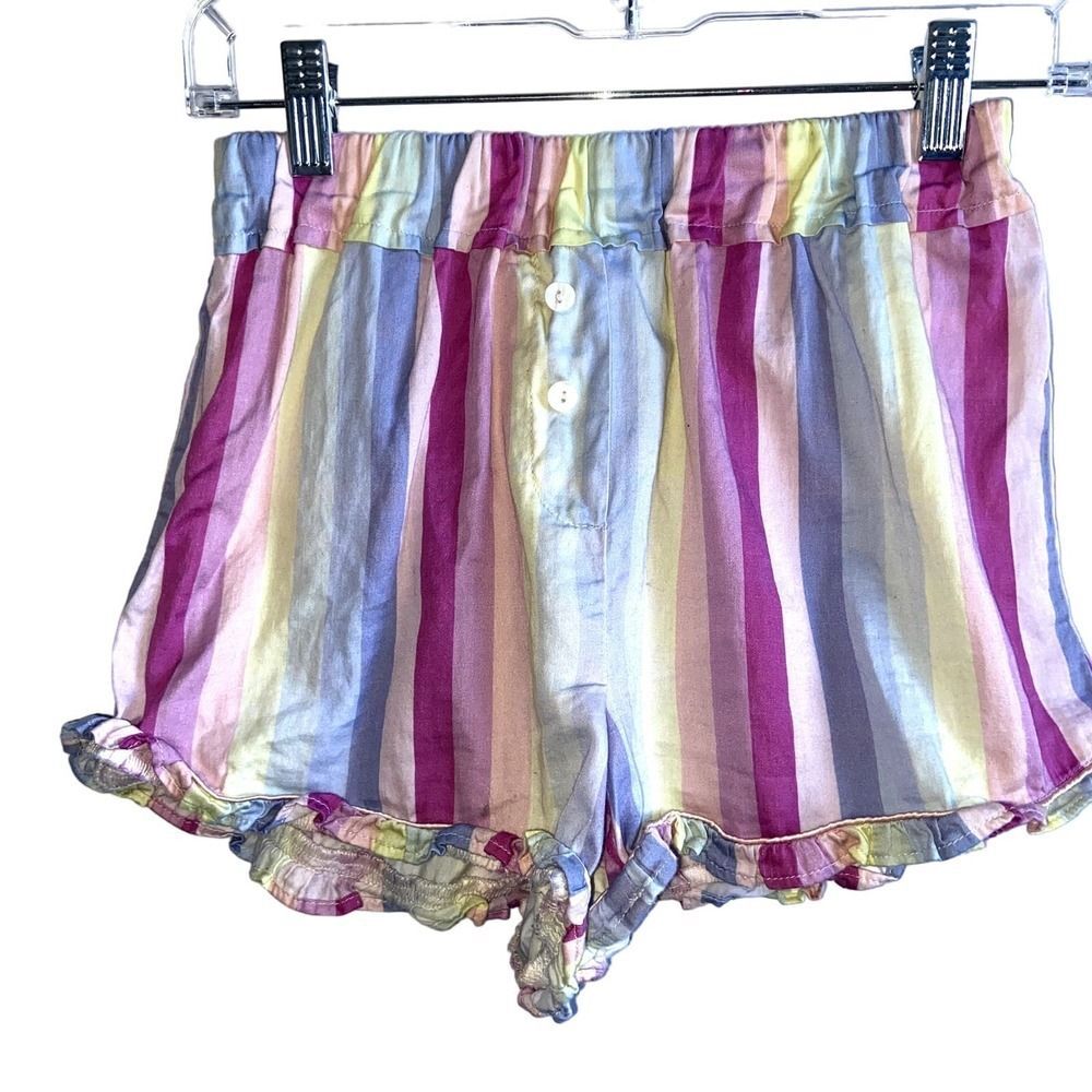 Reverie By NFC Womens Stripe Ruffle Trim Lounge Shorts Size XS !